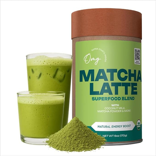 OMG Superfoods Certified Organic Matcha Latte Instant Mix 6 oz – Matcha Powder Blend | Stir & Enjoy in Seconds, USDA Organic
