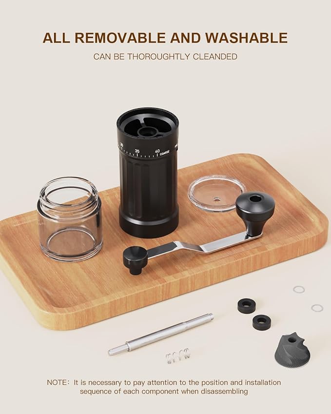 CIRCLE JOY Manual Coffee Grinder with 40 Levels External Adjustment and Ceramic Burr, Portable Hand Coffee Grinder Set with Pour Over Coffee Dripper, 50 Count V60 Coffee Filters and Storage Bag