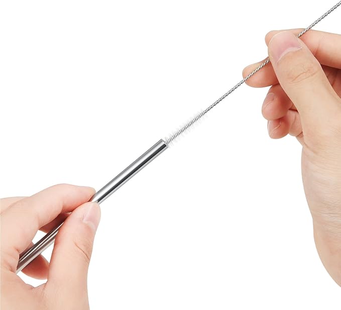 25 Piece Set Stainless Steel Straws Ultra Long 10.5 Inch Drinking Metal Straws Reusable Drinking Straws for 20 30 OZ (20 Straight| 5 Brushes)
