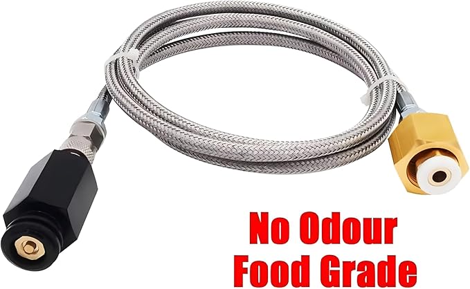 Soda Machine Co2 Adapter with High Pressure Stainless Steel External Hose, CGA320 Co2 Tank Direct Adapter to TR21-4 Soda Water Machine Compatible with Jet Aqua Fizz(36 inch)