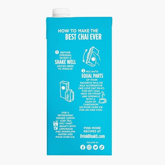 Bhakti Chai Tea Concentrate | Original, Organic Fresh Ginger, Black Tea, Sweetened, Spiced, Dairy-Free, Vegan (Pack of 2)