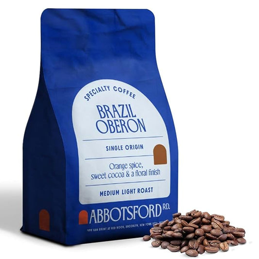 Brazil Oberon Coffee Whole Bean, Specialty, Medium Light Coffee Beans with Orange Spice & Cocoa, 12 oz Bag, Single Origin from Cerrado, Perfect for a Bright, Flavorful Brew