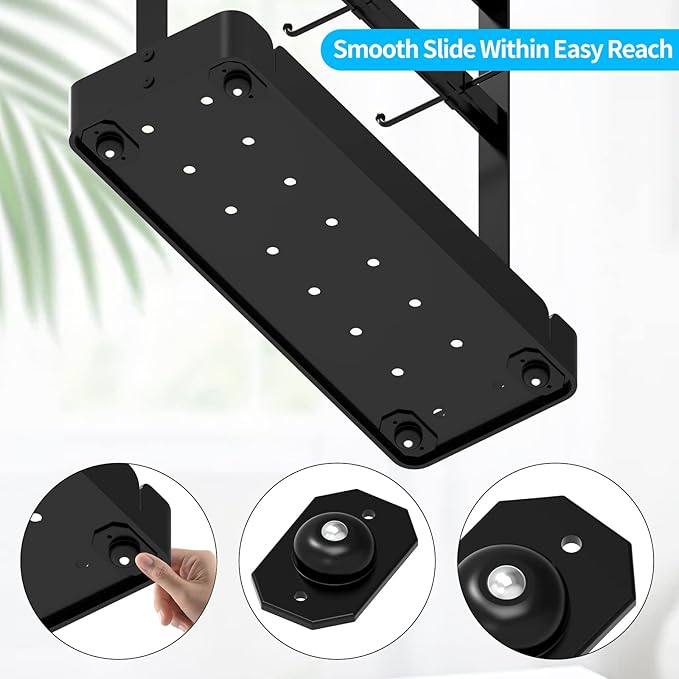 Coffee Mug Holder with 16 Movable Hooks, Metal Coffee Cup Holder for Countertop, 2 Tier Mug Rack with Storage Shelf for Kitchen Office Coffee Mug Rack