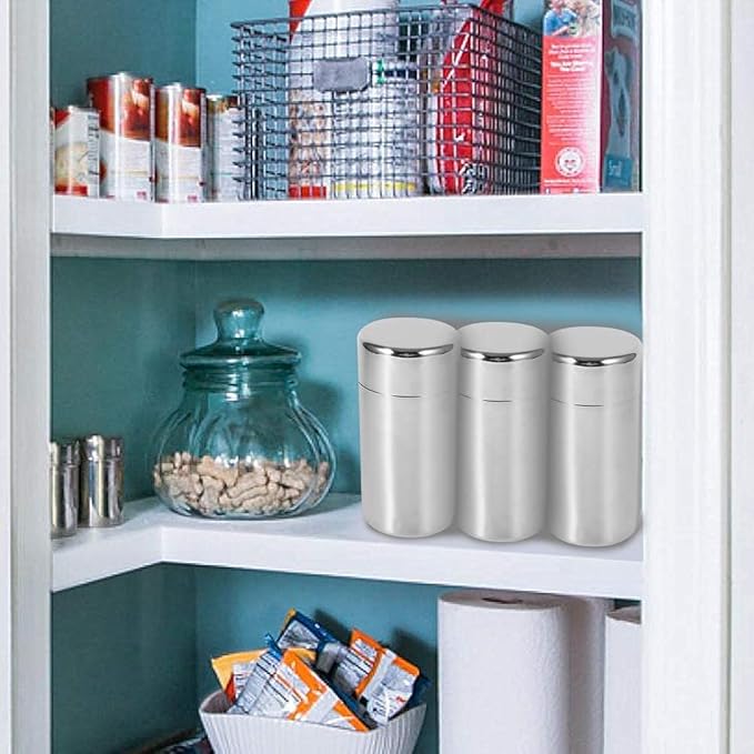 AUNMAS Tea Tin Canister, Stainless Steel Coffee Sugar Storage Container with Airtight Double Lids for Loose Tea, Kitchen Cup for Coffee Sugar Seasoning Storage (550ml)