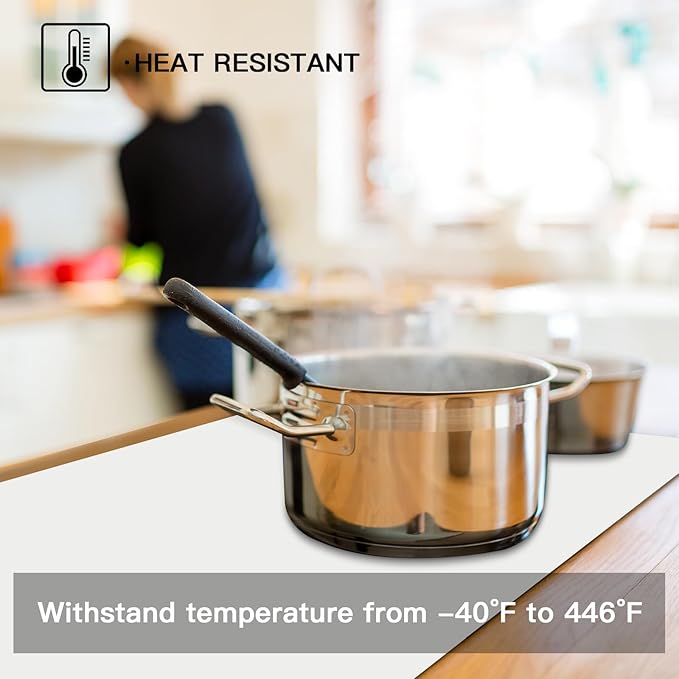Silicone Mats for Kitchen Counter, 47.3"x23.6"x0.08" Largest Heat Resistant Mat Kitchen Island Waterproof 2MM Thick Countertop Protector Mat Nons-slip Extra Large Counter Mat (Semitransparent)
