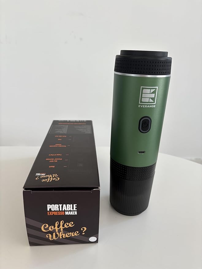 Portable Electric Espresso Machine, Travel Coffee Maker Brewer Compatible with Ground Coffee & NS Capsules (Green with LCD Screen)