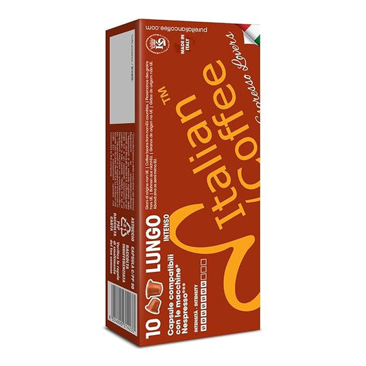 Italian Coffee for Espresso Lovers capsules compatible with Nespresso Original Line machines, Regular pods (100 Count (Pack of 1), Lungo Regular)