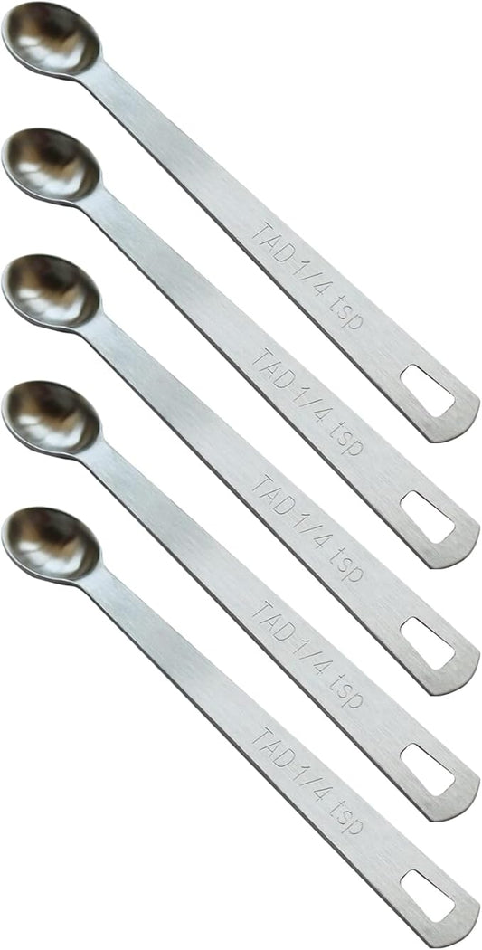 5PCS 1/4 Teaspoon(1/4tsp, 1.25 ml, Tad) Single Tiny Measuring Spoon, Small Individual Stainless Steel Measure Spoons Only