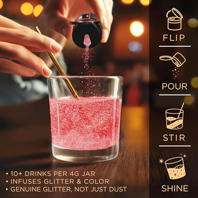 Brew Glitter Red Edible Drink Glitter 1x 4g Jar for Cocktails, Beer, & Beverages