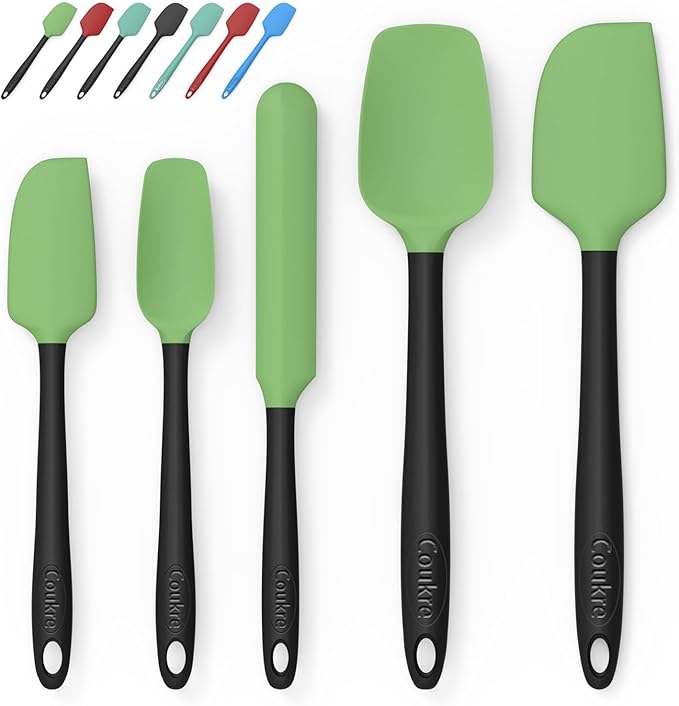 Coukre Silicone Spatula Set of 5,High Temperature Resistant, Food Grade Silicone, Dishwasher Safe, for Baking, Cooking (5, Grass Green)