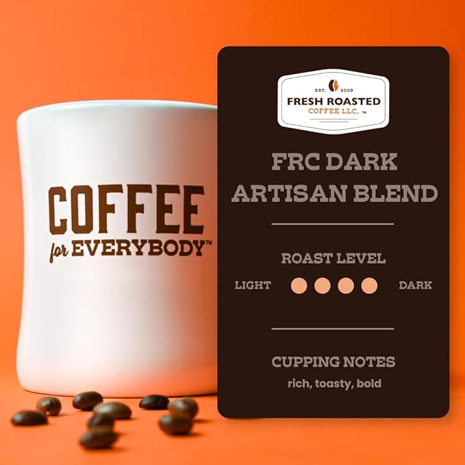 Fresh Roasted Coffee, FRC Dark Roast Blend, 2 lb (32 oz), Kosher, Whole Bean