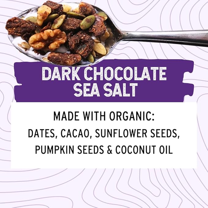 Wildway Keto Granola | Dark Chocolate Sea Salt | Grain-Free Certified Gluten-Free Cereal | Vegan, Low Carb | No Sugar Added | Paleo-Friendly, Non-GMO Fruit & Nut Clusters | Nutrient-Rich | 8oz, 6 Pack
