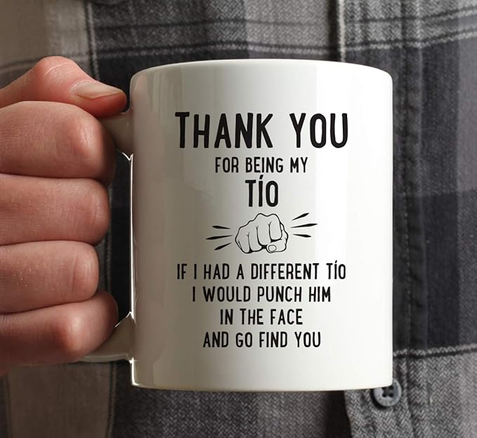 Andaz Press Funny Family 11oz. Coffee Mug Gift, Thank You for Being My Tío, Punch in Face, 1-Pack, Christmas Birthday Drinking Cup Present Ideas
