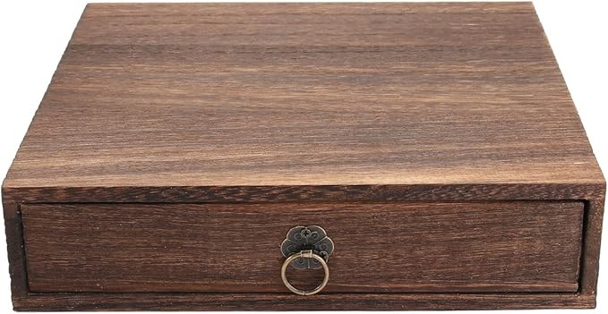 Zerodeko Wooden Tea Box Drawer, Vintage Tea Storage Box Holder, Coffee Sugar Bag Container for Home Office Packet Accessories