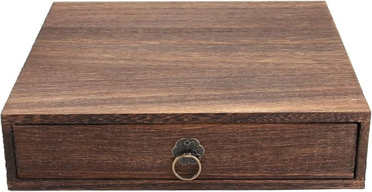 Zerodeko Wooden Tea Box Drawer, Vintage Tea Storage Box Holder, Coffee Sugar Bag Container for Home Office Packet Accessories