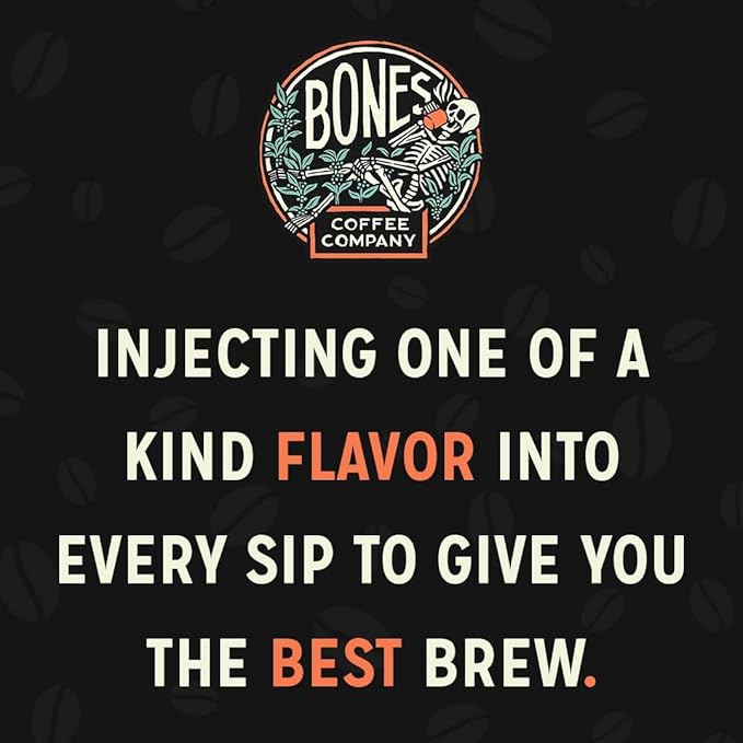 Bones Coffee Company Churro, Sweet Sugary Cinnamon Flavored Coffee, Medium Roast Low Acid Arabica Beans Compatible with Auto drip and French Press Coffee Maker, 12 Oz Ground