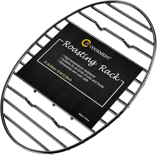 JY COOKMENT Roasting Rack with Integrated Feet, Cooling Drying Rack With Enameled Coating, PTFE Free, Great for Cooking, Roasting, Drying, Grilling, Dishwasher Safe (12.5"x8.5")