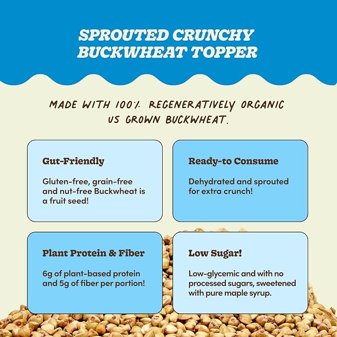 Lil Bucks Sprouted Regeneratively Grown Buckwheat Seeds– Paleo Cereal, Gluten-Free Granola, High in Protein, Low Sugar, Organic Superseed Crunch (ORIGINAL, 1 Pack)