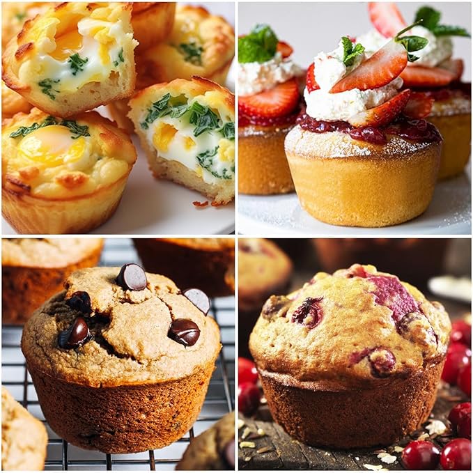 Jumbo Muffin Pan, 3.5 Inch Large Muffin Pan with Metal Reinforced Frame 6 Cup Silicone Jumbo Cupcake Pans for Baking Easy to Handle 2 Pack Red