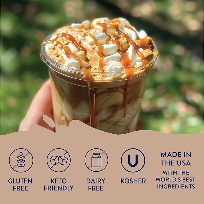 Jordan's Skinny Syrups Sugar Free Coffee Syrup, Salted Caramel Flavor Drink Mix, Zero Calorie Flavoring for Chai Latte, Protein Shake, Food & More, Gluten Free, Keto Friendly, 25.4 Fl Oz, (Pack of 1)