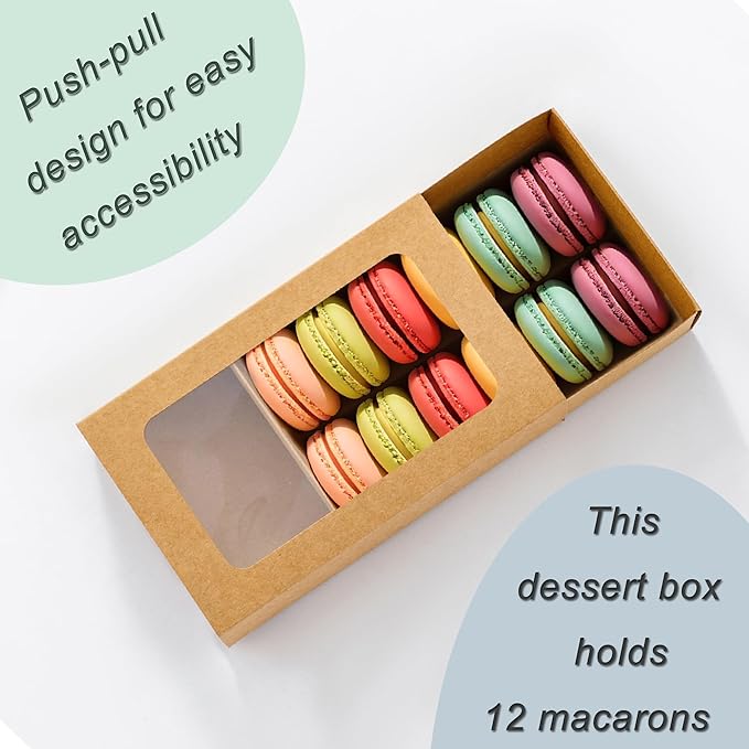 20PCS Macaron Boxes for 12,Chocolate Covered Strawberry Boxes with Window, Macaron Packaging Display for Strawberry Gift, Chocolate, Truffles,Desserts(Brown)