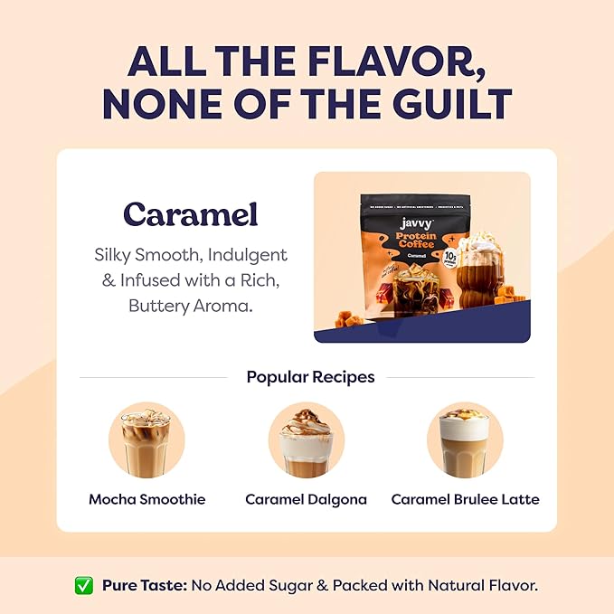 Caramel Protein Iced Coffee - Premium Whey Protein & Instant Iced Coffees - 100% Natural Cold Brew Coffee - Zero Artificial Flavors & Sweeteners, 80 mg Caffeine Per Serving, 0g of Sugar, 20 Servings