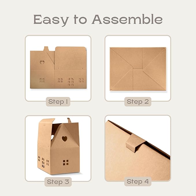 Boxes Craftory Pack of 5 House Shaped Gift Boxes (12.99 x 9.84 x 7.48 inch) - Mansion Ideal for Home Presents, House Interior Decorations and for Treats - White Matelasse