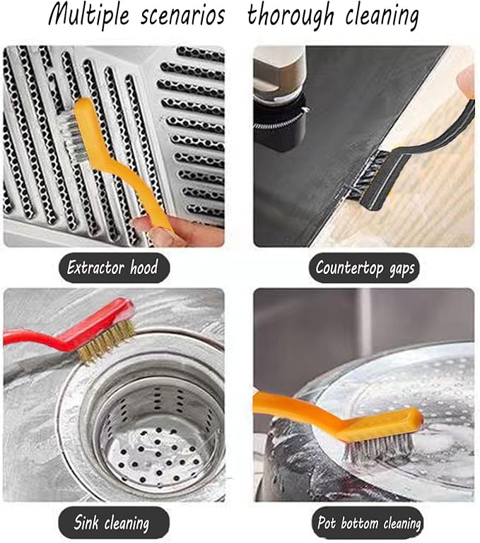 12PCS Brush Cleaning Set,3 Gap Brushes + 6 Metal Crevice Brushes +3 Scrapers–Cleaning Tools for Kitchen, Bathroom, Grill, Sink, Tile Gaps, Corner, Grout, Cup, Teapot, Bottle, Blender (Colorful)
