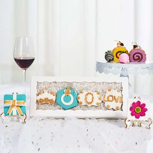 24PCS 12 x 5 x 1.5 inches Auto-Popup One Piece Premium Macaron Boxes for 12, Cookie Boxes for Gift Giving, Bakery Box for Holiday Cookie Gift Sets