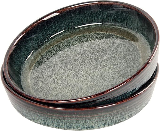 Ceramic Pie Pan Quiche Baking Dish Set of 2, Round 7.5 Inch Au Gratin Baking Dishes, 17 Ounces Non-Stick Tart Pan, Pie Plate for Apple, Oven, Dishwasher and Microwave Safe
