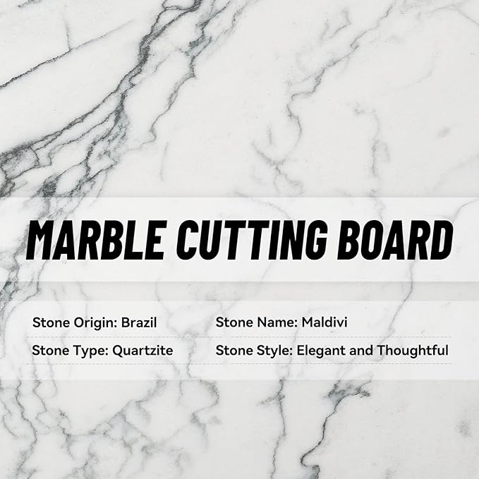 Koville Brazilian Natural Marble Cutting Board for Kitchen, 11inch Round Hand Crafted Marble Slab for Cheese, Charcuterie, Pastry Board - Wedding Gift, House Warming Gift(Maldivi)