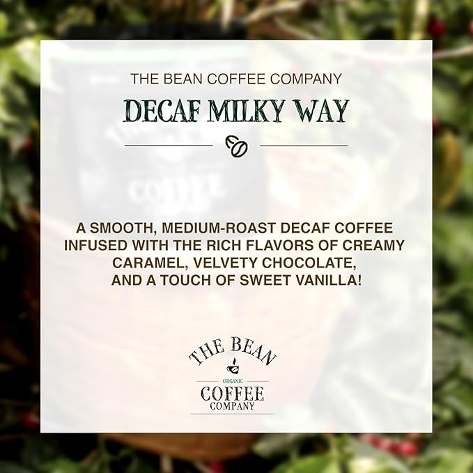 The Bean Organic Coffee Company Water Processed DECAF Milky Way, Medium Roast, Whole Bean Coffee, 16-Ounce Bag