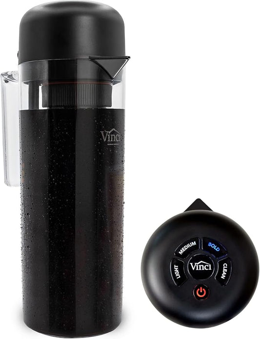 VINCI Express2 Electric Cold Brew Coffee Maker: 37 oz., Fast, Customizable, Low-Acid Brews with Patented Circle Flow Technology Digital Controls, 3 Brew Settings, Self-Cleaning Function