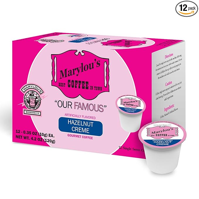 Marylou's Marylou’s Coffee – Hazelnut Creme Flavored Gourmet Coffee – Single Serve Coffee Pods, Compatible with Keurig Brewers – 12 Pods