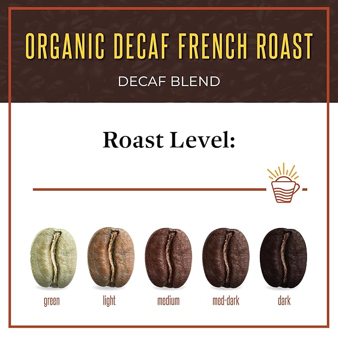 San Diego Coffee Organic French Roast DECAF, Dark Roast, Whole Bean Coffee, 16-Ounce Bag Café en grano tostado descafeinado