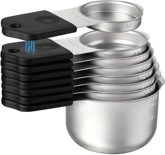 Magnetic Measuring Cups Set 8 Stainless Steel Stackable Nesting Measuring Cups for Measuring Dry and Liquid Ingredients