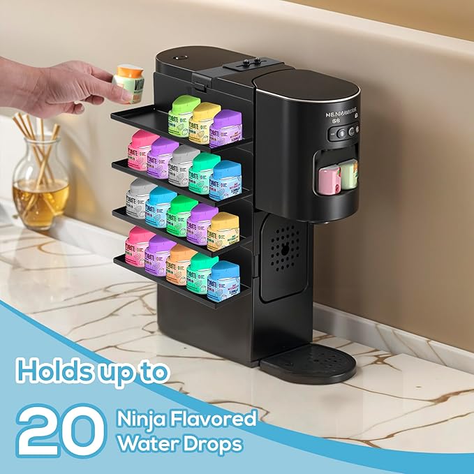 RECAPS Flavor Pods Holder for Ninja Thirsti Soda Maker WC1001, Holds 20 Flavor Pods, 4-Tier Storage Organizer, Easy to Access, Space-Saving for Ninja Thirsties Drink System Soda Machine (Shelf Only)