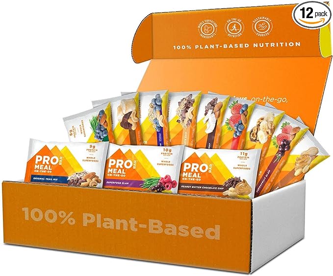 PROBAR - Meal Bar 12 Flavor Variety Pack - Natural Energy, Non-GMO, Gluten-Free, Plant-Based, Whole-Food Ingredients, 3 Ounce Bars (Pack of 12) - Flavors May Vary