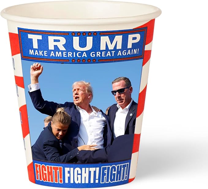 Smygoods Trump Design Disposable Paper Coffee Cups (10 OZ, 50 Count) For Hot Beverages, Tea, Espresso, Cocoa - To Go Drink Containers, Café & Office