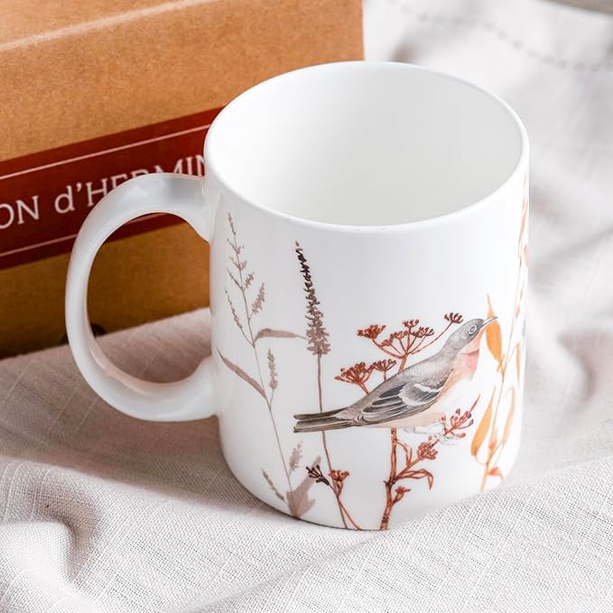 Maison d' Hermine Coffee Mug with Handles Fine Bone China Mugs Pack of Two Tea Cups for Hot Beverages Cappuccino Latte Home Restaurant Office Perfect for Gift (Meadow Florals, 12 Ounce)