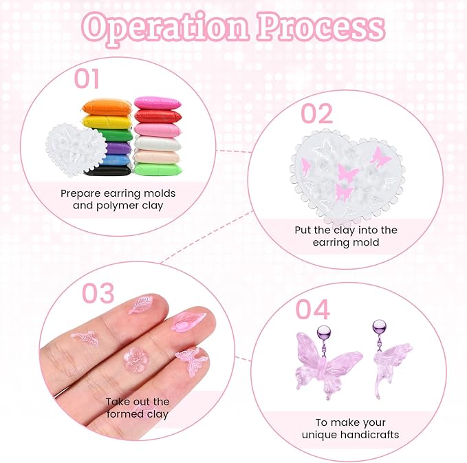 10 Pcs Polymer Clay Molds, Polymer Clay Cutters Molds for Crafts Air Dry Earrings Tools, Jewelry Mini Silicone Resin Flower Molds, Epoxy Polymer Clay Earring Cutters Shapes Making Kit Extruder