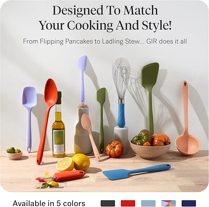 GIR: Get It Right Spatula Set - 10-Piece Silicone, Navy - Heat-Resistant Spatulas for Kitchen Use & Silicone Cooking Spoons - Dishwasher-Friendly Kitchen Utensils