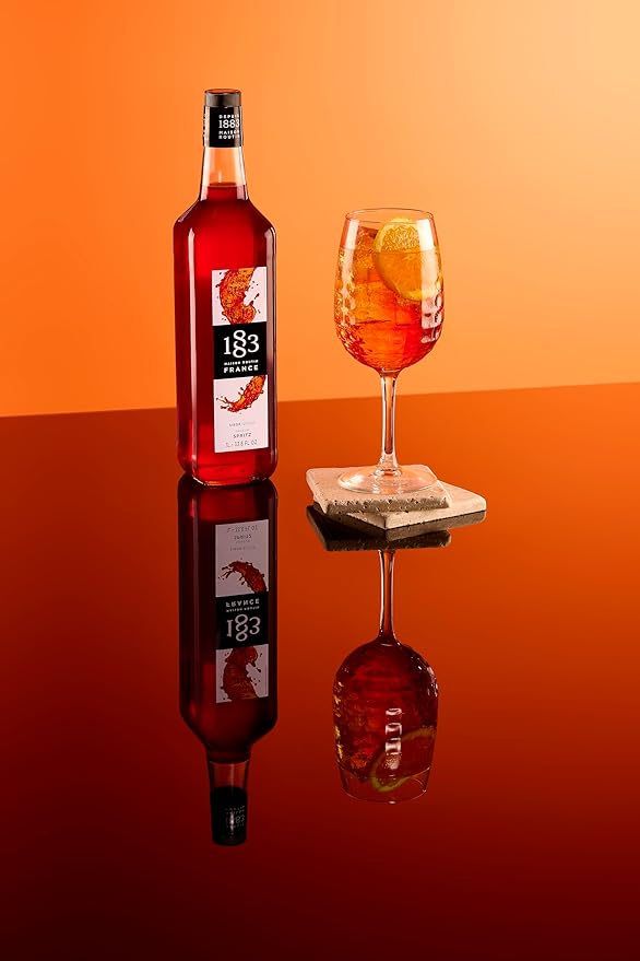 1883 Spritz Syrup for Drinks – Made in France, Premium Cocktail Mixer, 1 Liter Glass Bottle