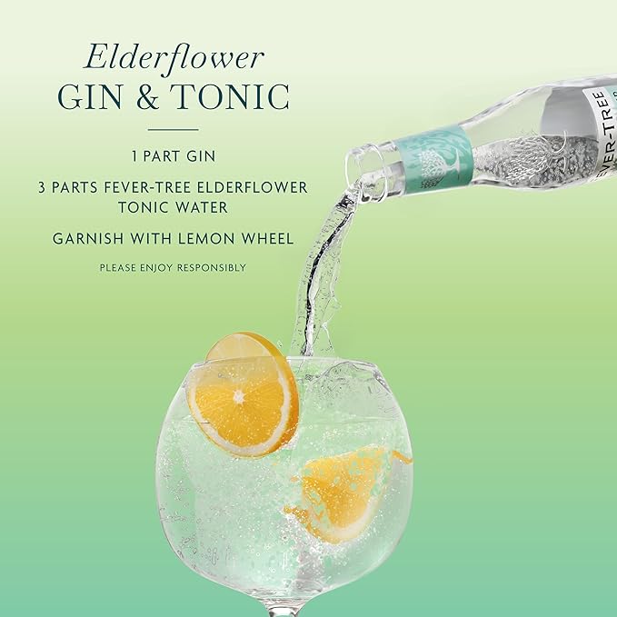 Fever-Tree Tonic Water Glass Bottles, Elderflower, 163.2 Fl Oz