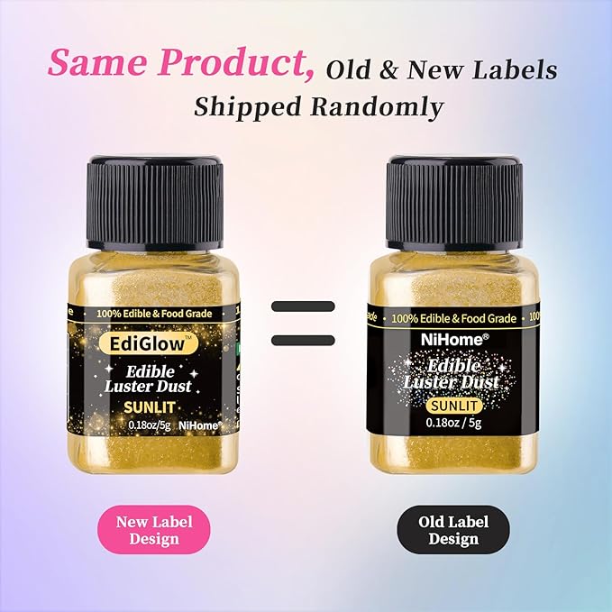 NiHome Edible Food-Grade Glimmer Powder Glitter Luster Dust Metallic Food Decorating Sprinkle Glimmery Dust for Drink Wine Beverage Cake Candy Dessert Bakery Restaurant Vegan (0.18oz/5g, White)
