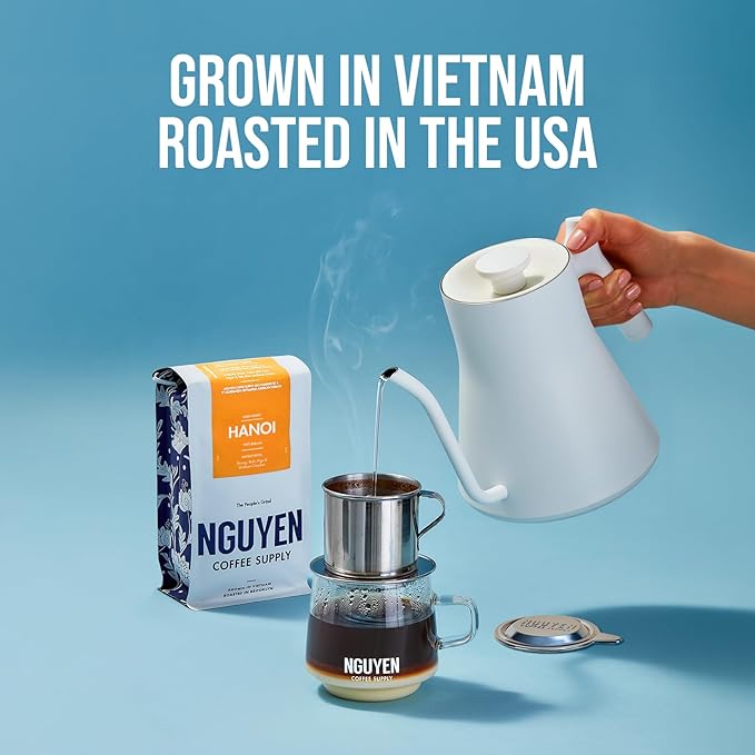 Nguyen Coffee Supply - Hanoi Robusta: Dark Roast Premium Whole Coffee Beans, Vietnamese Single Origin, Direct Trade, Low Acid with High Caffeine Content, Roasted in Brooklyn [12 oz Bag]