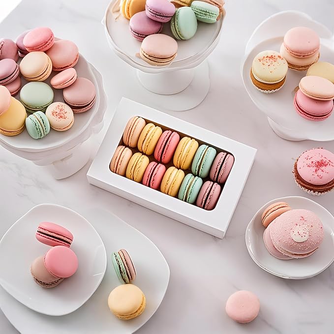 20PCS Macaron Boxes for 12,Chocolate Covered Strawberry Boxes with Window,Drawer Macaron Packaging Display for Strawberry Gift,Chocolate, Truffles,Desserts
