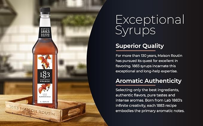 1883 Pumpkin Spice Syrup for Drinks – Authentic French Flavor, Perfect for Coffee, Lattes & Cocktails – 1 Liter Plastic Bottle – Made in France