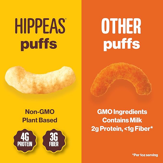 Hippeas Chickpea Puffs, Cheeze Variety Pack: Vegan White Cheddar, Nacho Vibes, 0.8 Ounce (Pack of 18), 3g Protein, 2g Fiber, Vegan, Gluten-Free, Crunchy, Plant Protein Snacks