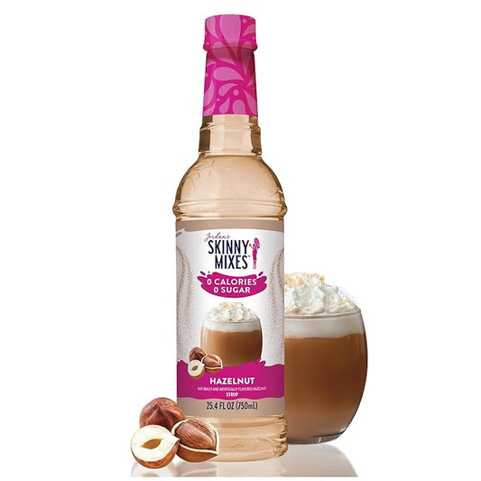 Jordan's Skinny Syrups Sugar Free Coffee Syrup, Hazlenut Flavor Drink Mix, Zero Calorie Flavoring for Chai Latte, Protein Shake, Food and More, Gluten Free, Keto Friendly, 25.4 Fl Oz, 1 Pack